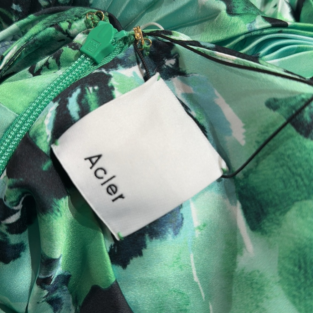 Acler Larimer Dress Green Floral Printed Gown Anthropologie Size 12 Large - Picture 8 of 8